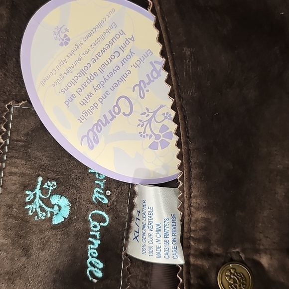 NWT April Cornell LOT: Brown Leather Suede Pants (XL/14) & Pink Top (L) - Picture 3 of 6